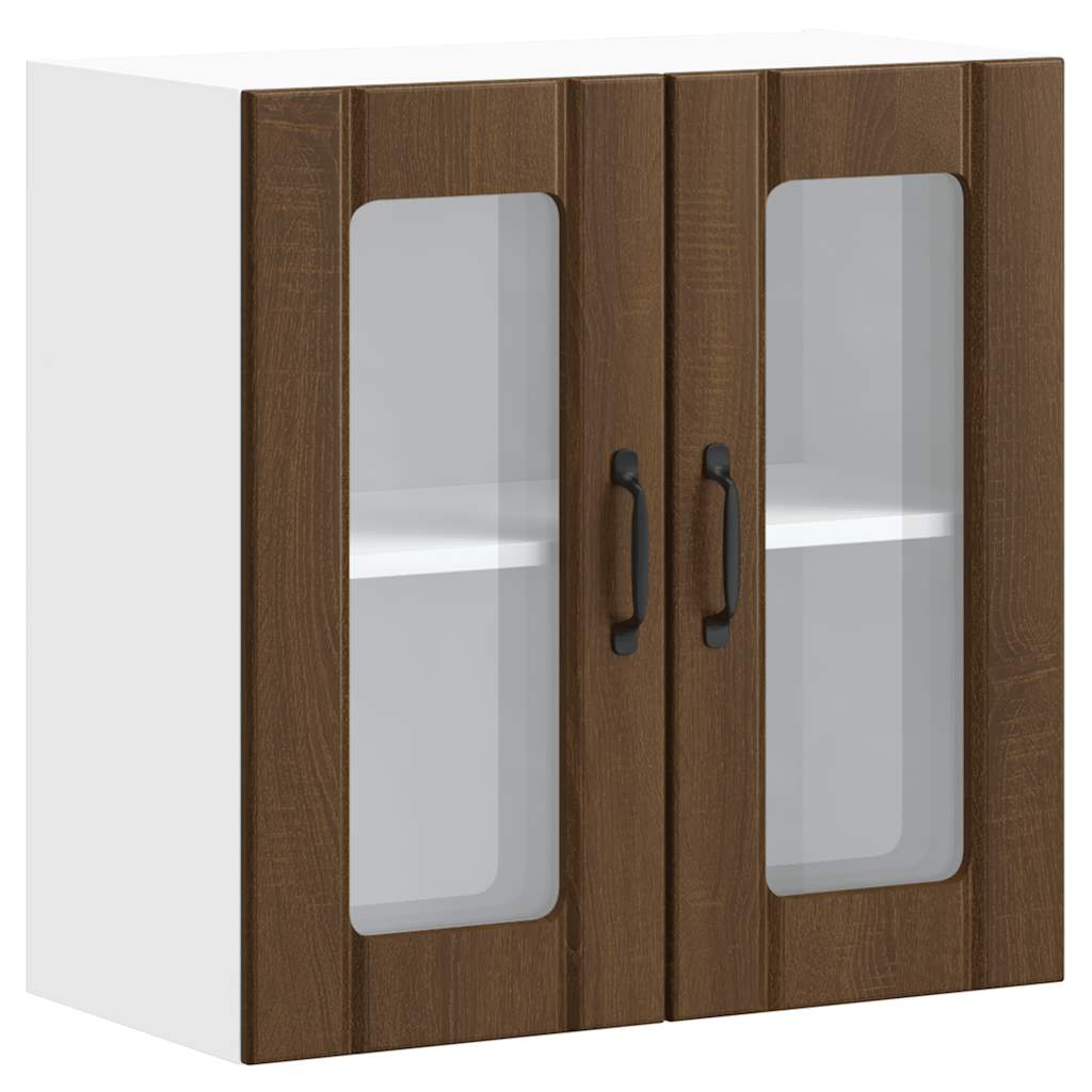 Küchen-Hängeschrank mit Glastür Lucca Braun Eichen-Optik