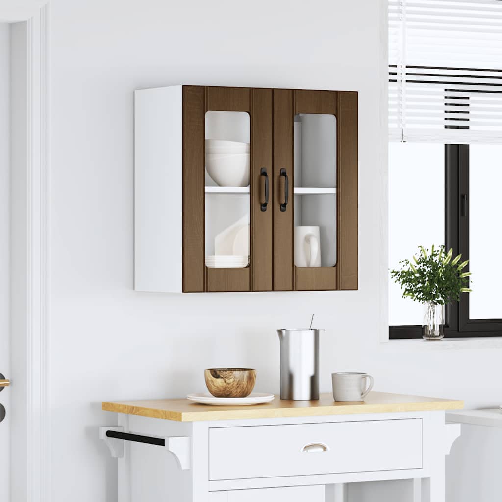 Küchen-Hängeschrank mit Glastür Lucca Braun Eichen-Optik