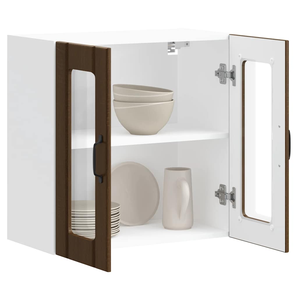 Küchen-Hängeschrank mit Glastür Lucca Braun Eichen-Optik