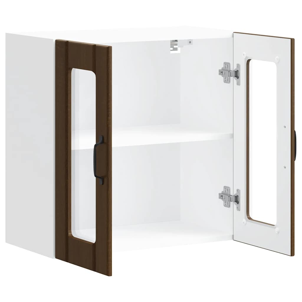 Küchen-Hängeschrank mit Glastür Lucca Braun Eichen-Optik