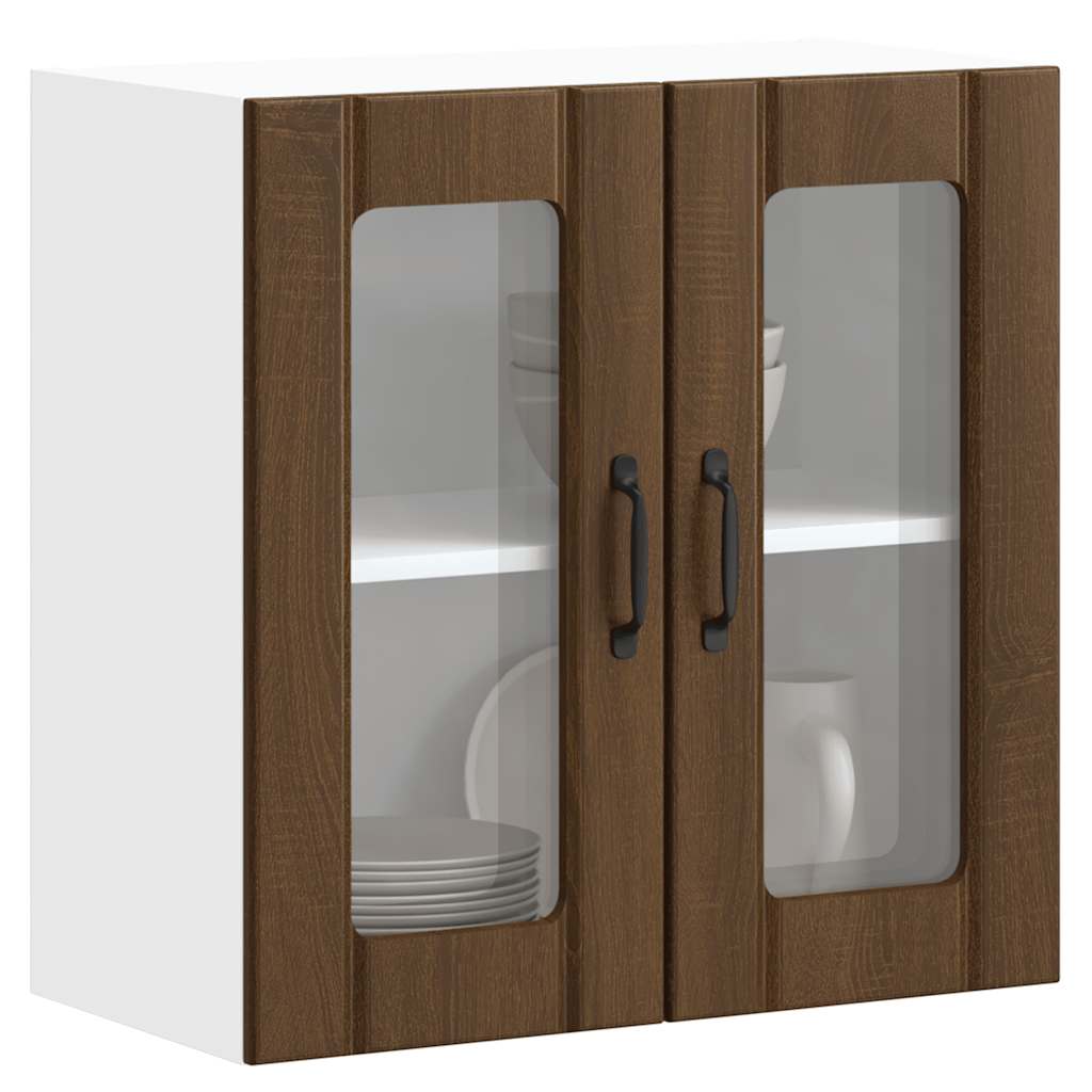 Küchen-Hängeschrank mit Glastür Lucca Braun Eichen-Optik