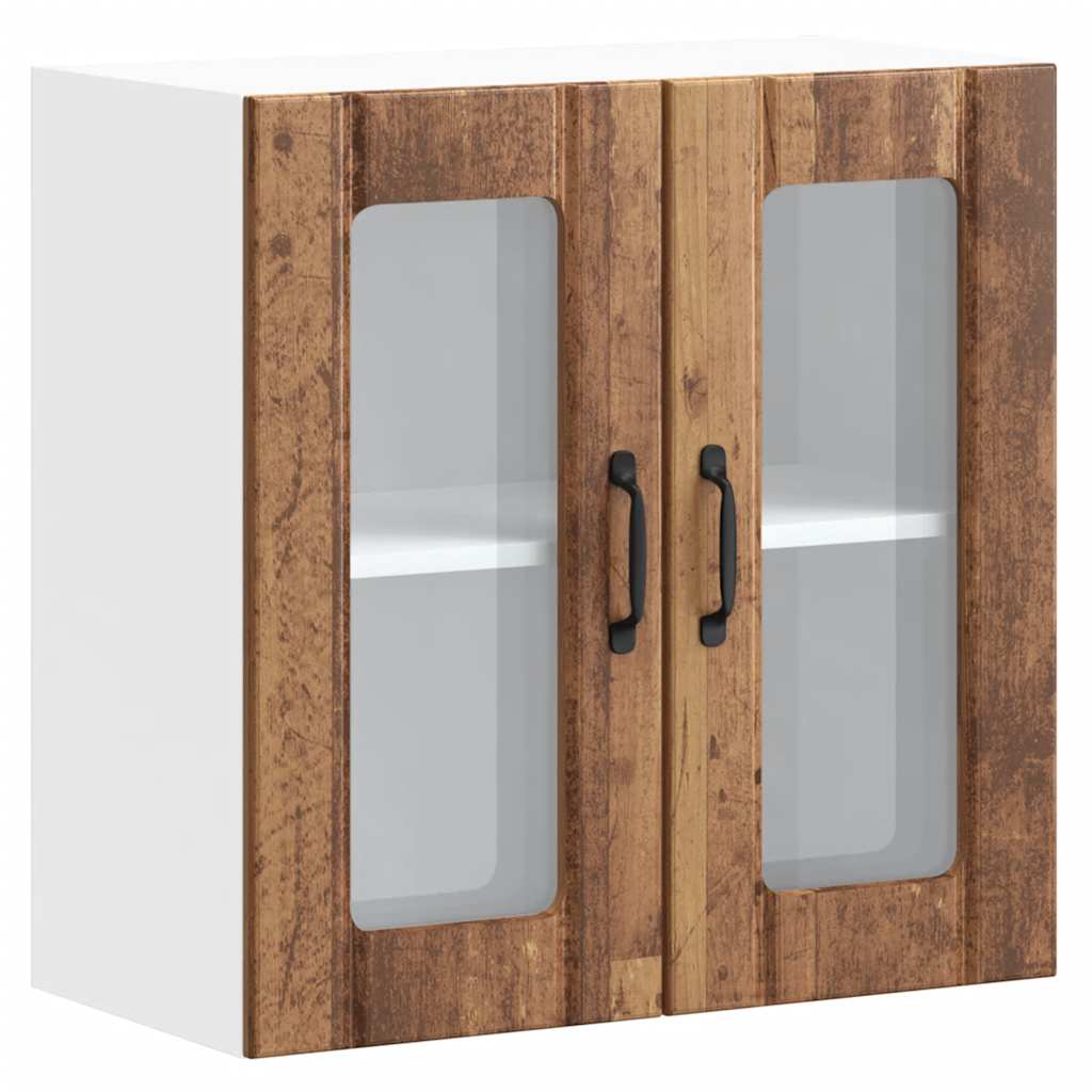 Küchen-Hängeschrank mit Glastür Lucca Altholz-Optik Holzwerkstoff