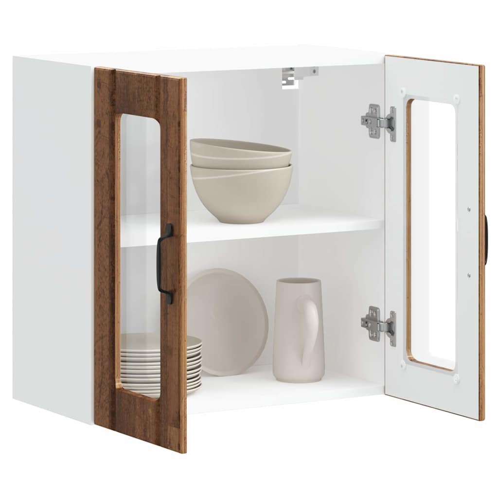 Küchen-Hängeschrank mit Glastür Lucca Altholz-Optik Holzwerkstoff
