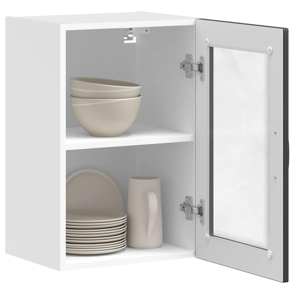 Küchen-Hängeschrank mit Glastür Porto Schwarz