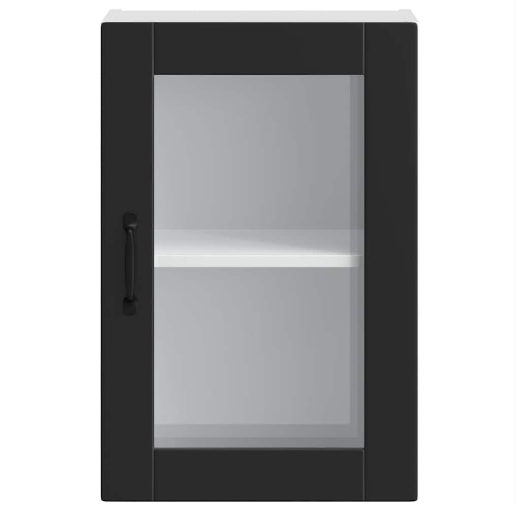 Küchen-Hängeschrank mit Glastür Porto Schwarz