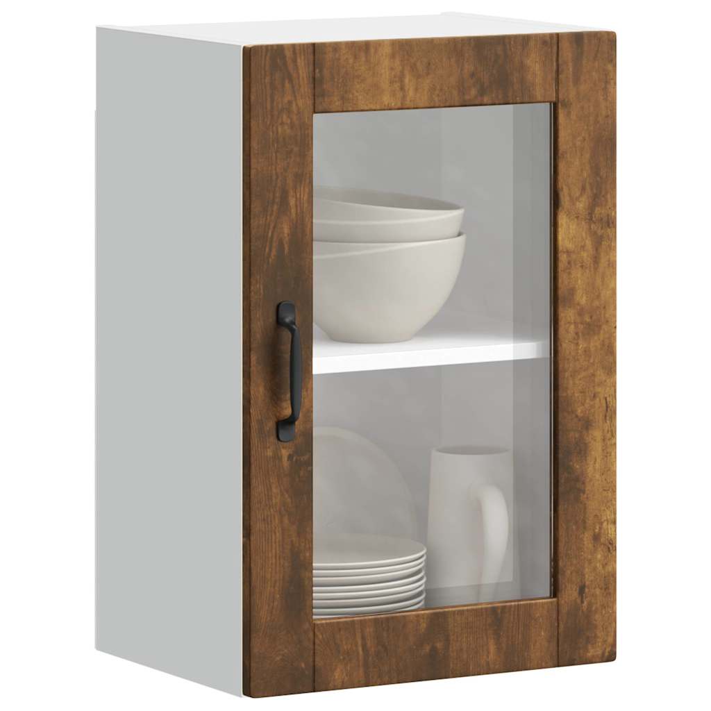 Küchen-Hängeschrank mit Glastür Porto Räuchereiche