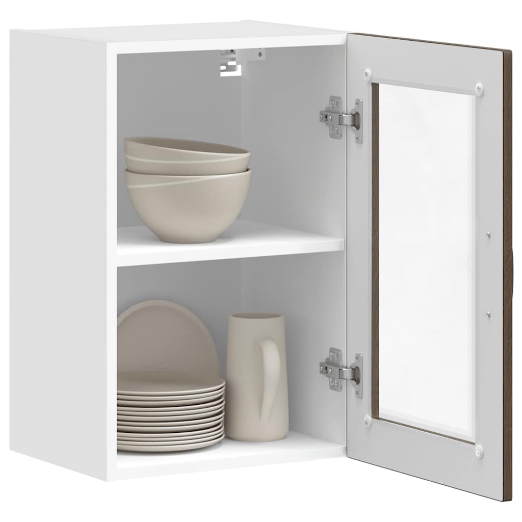 Küchen-Hängeschrank mit Glastür Porto Braun Eichen-Optik