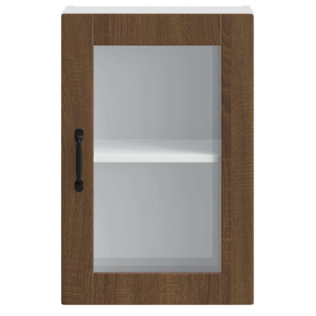 Küchen-Hängeschrank mit Glastür Porto Braun Eichen-Optik