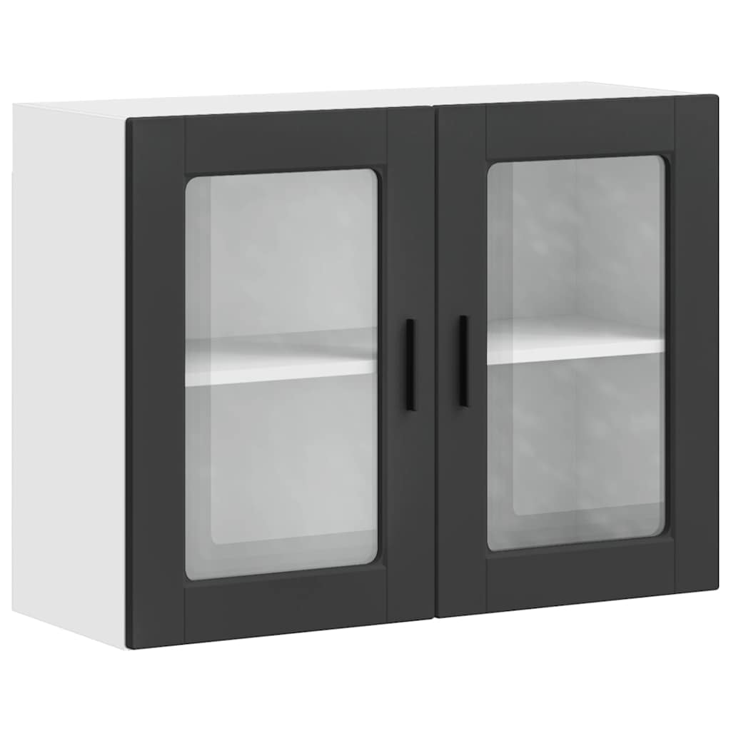 Küchen-Hängeschrank mit Glastür Porto Schwarz