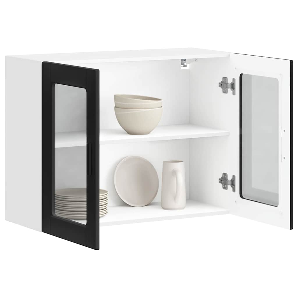 Küchen-Hängeschrank mit Glastür Porto Schwarz
