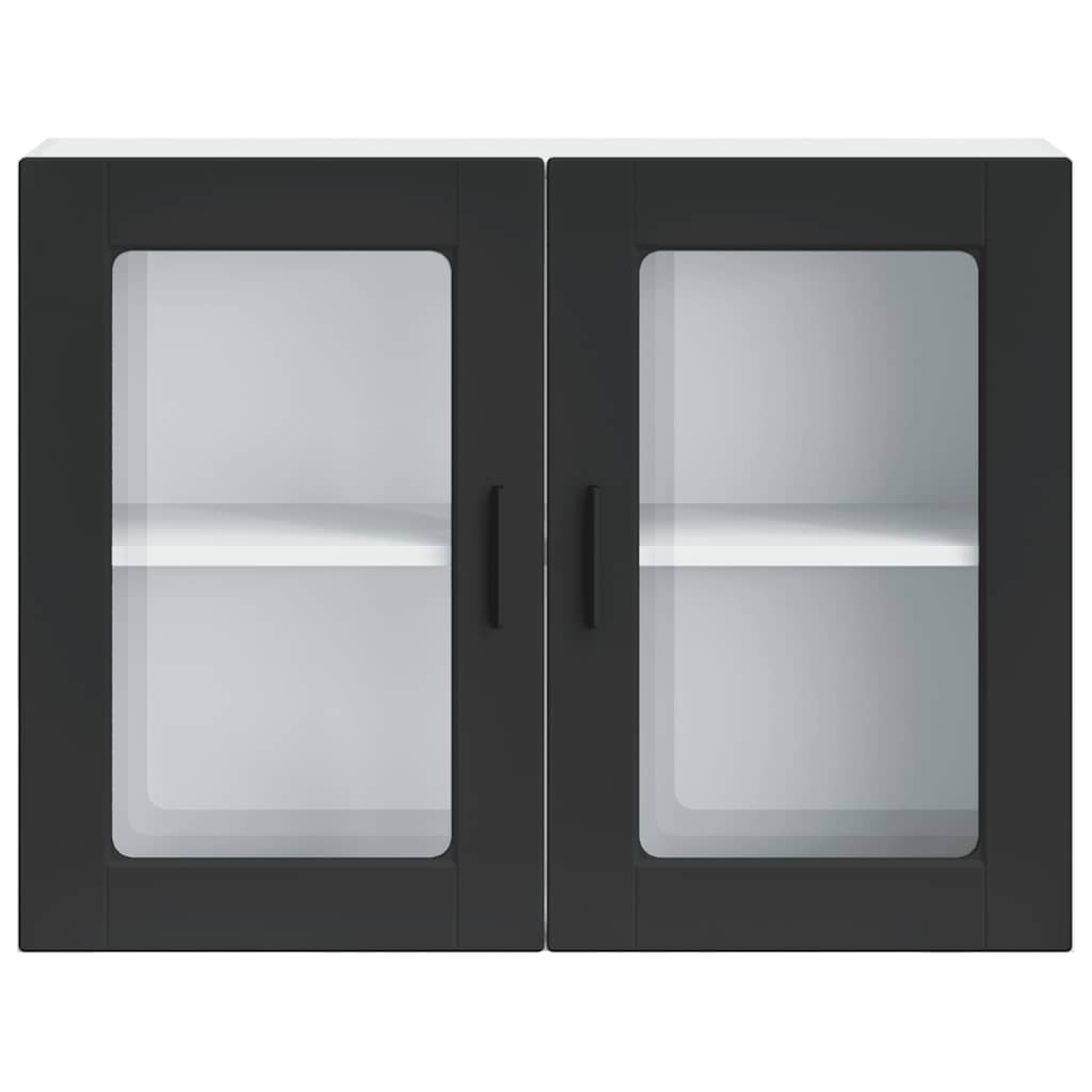 Küchen-Hängeschrank mit Glastür Porto Schwarz
