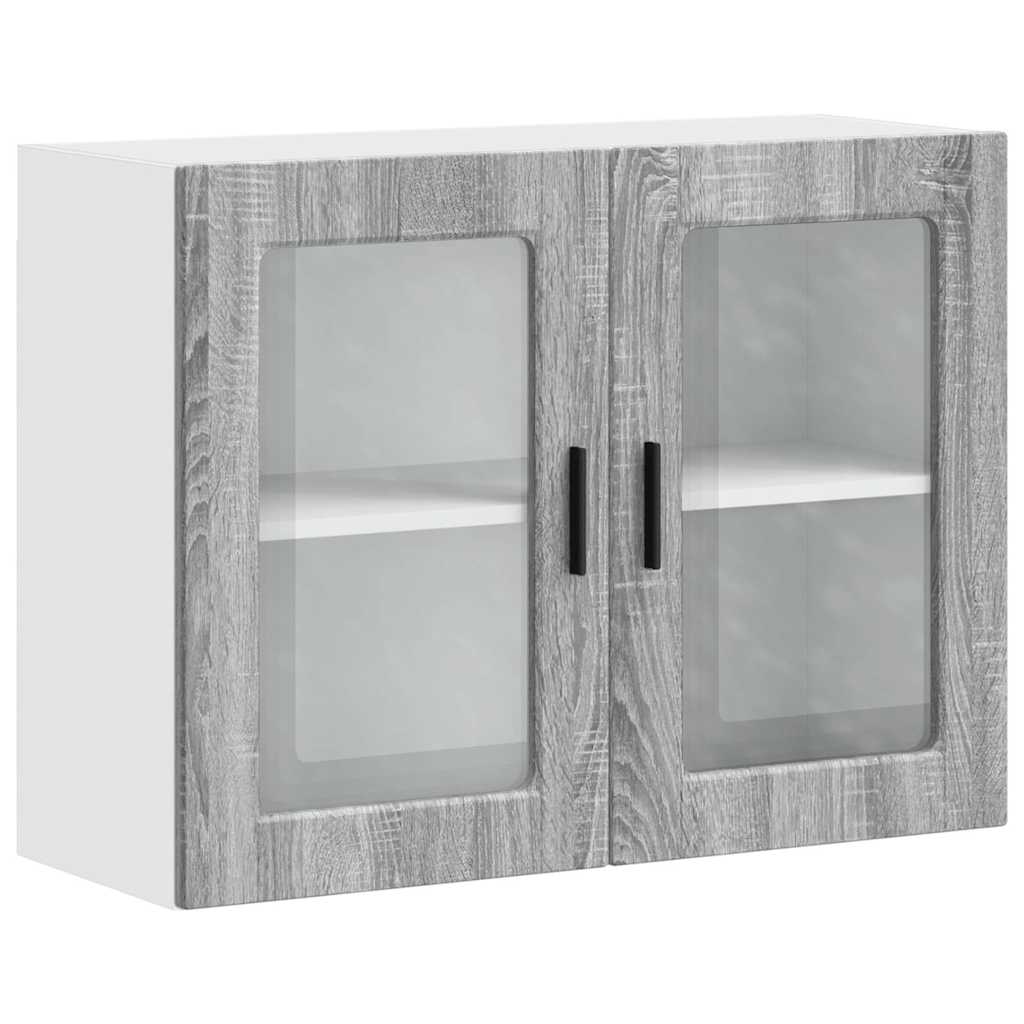 Küchen-Hängeschrank mit Glastür Porto Grau Sonoma