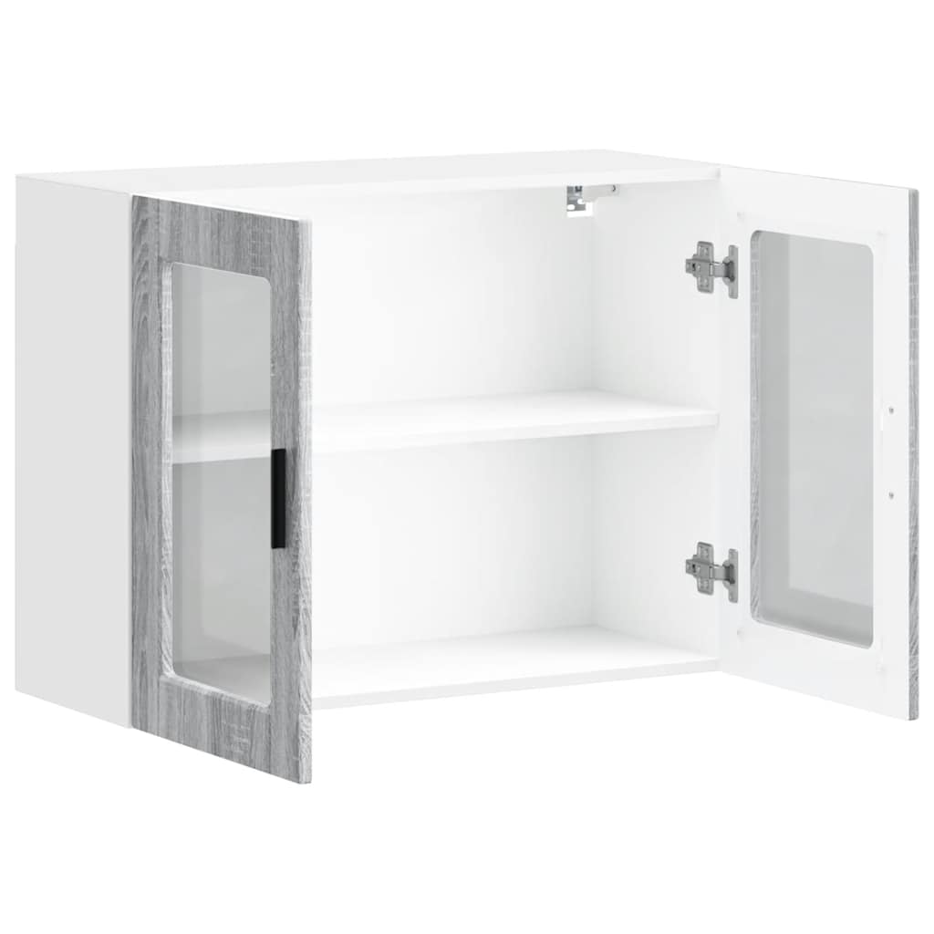 Küchen-Hängeschrank mit Glastür Porto Grau Sonoma