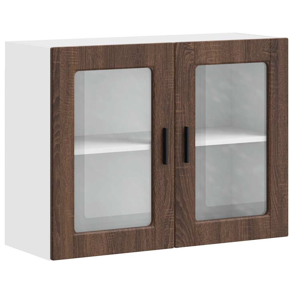 Küchen-Hängeschrank mit Glastür Porto Braun Eichen-Optik