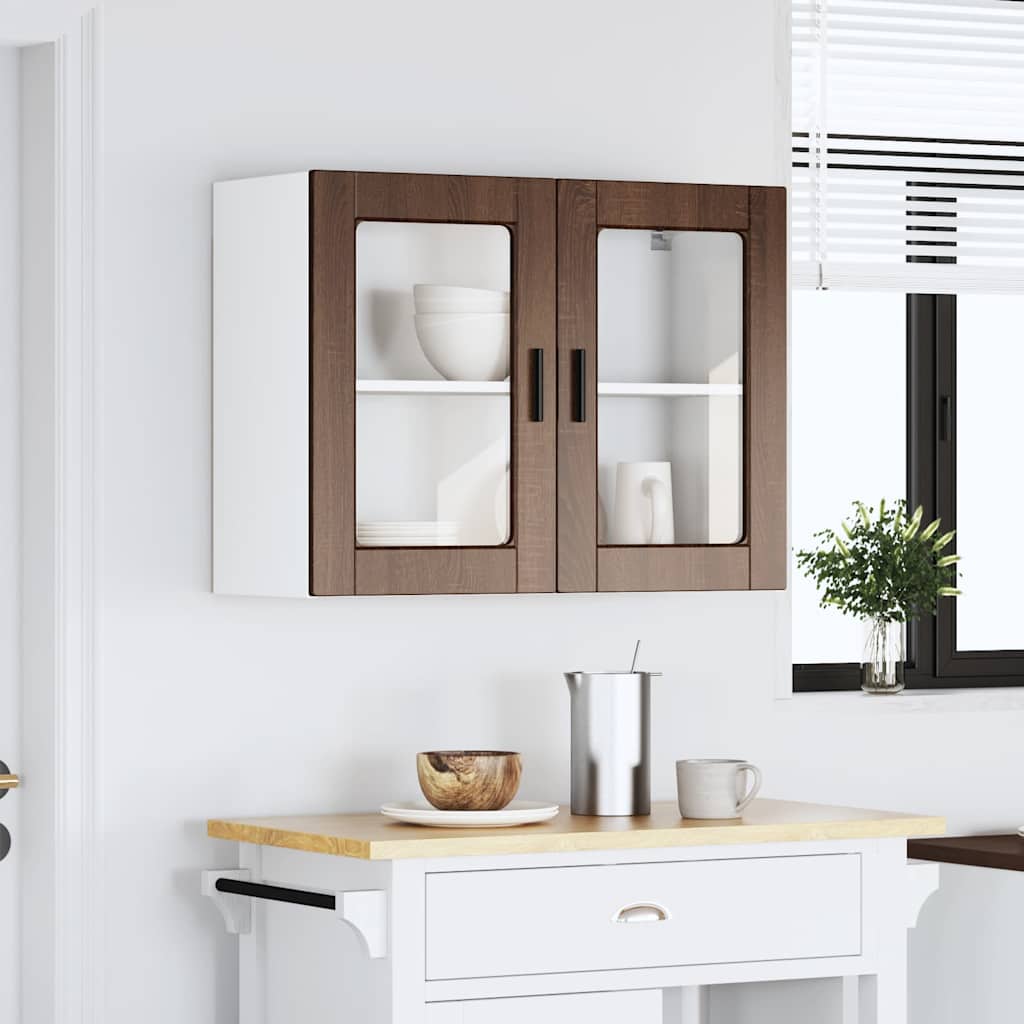 Küchen-Hängeschrank mit Glastür Porto Braun Eichen-Optik