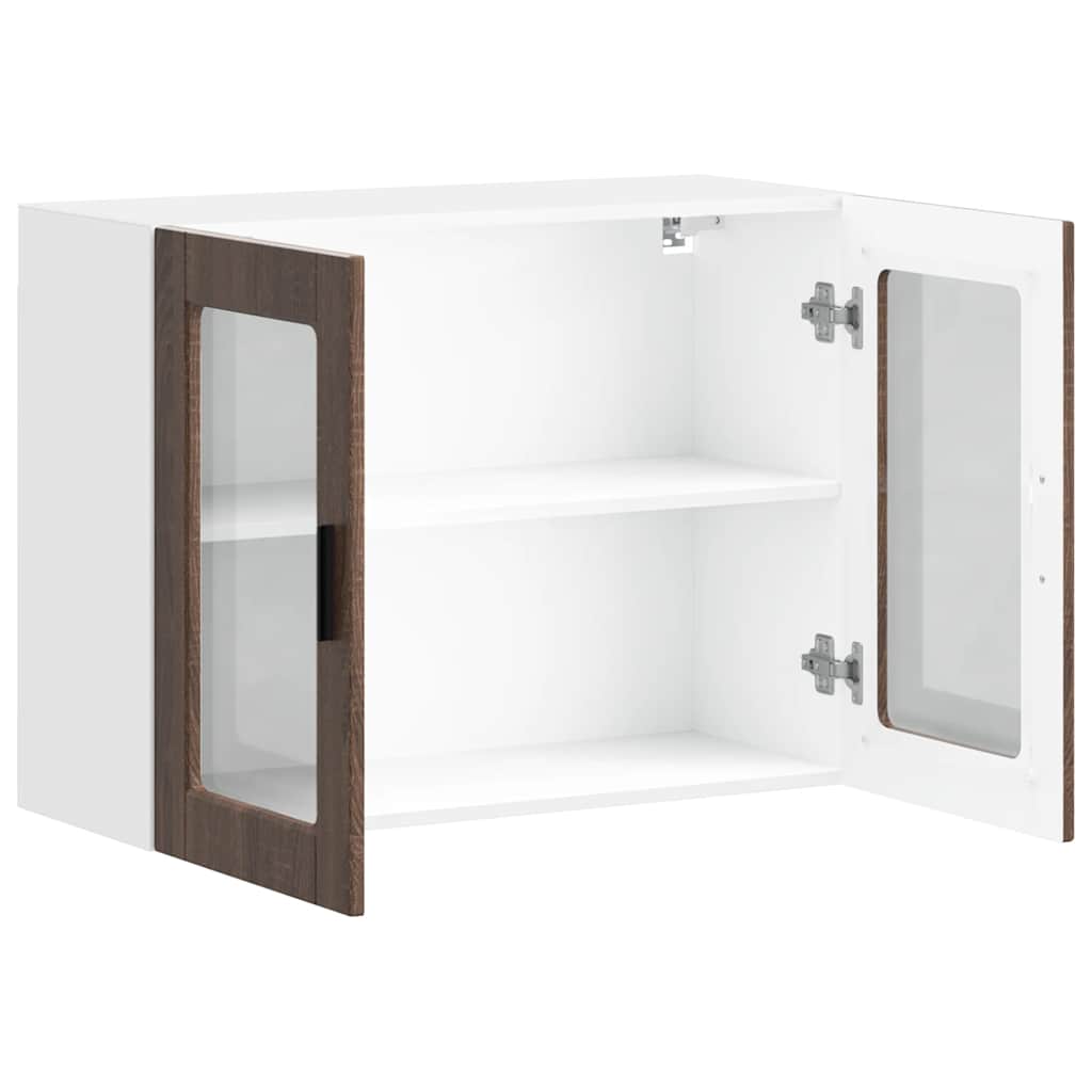 Küchen-Hängeschrank mit Glastür Porto Braun Eichen-Optik