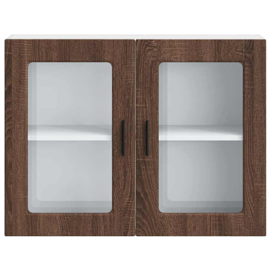 Küchen-Hängeschrank mit Glastür Porto Braun Eichen-Optik
