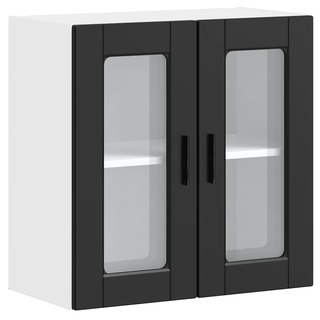 Küchen-Hängeschrank mit Glastür Porto Schwarz