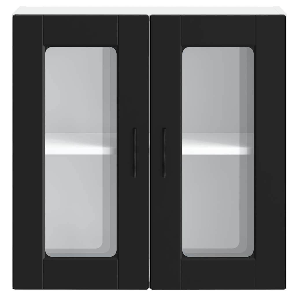 Küchen-Hängeschrank mit Glastür Porto Schwarz