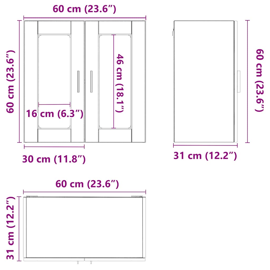 Küchen-Hängeschrank mit Glastür Porto Betongrau