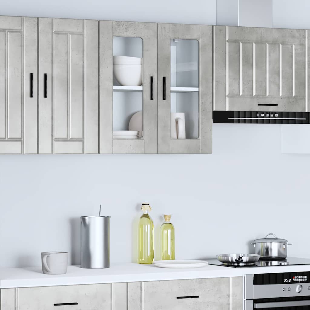Küchen-Hängeschrank mit Glastür Porto Betongrau