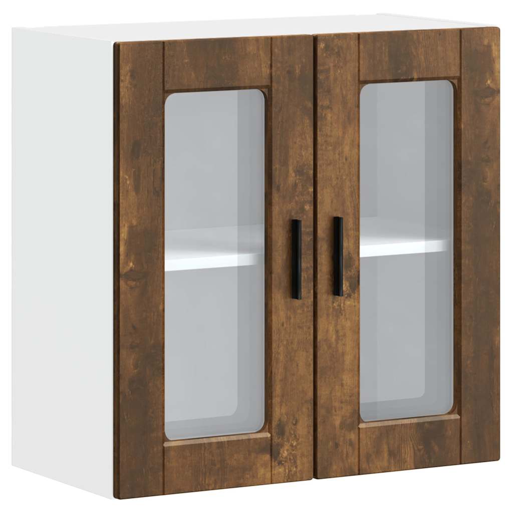 Küchen-Hängeschrank mit Glastür Porto Räuchereiche