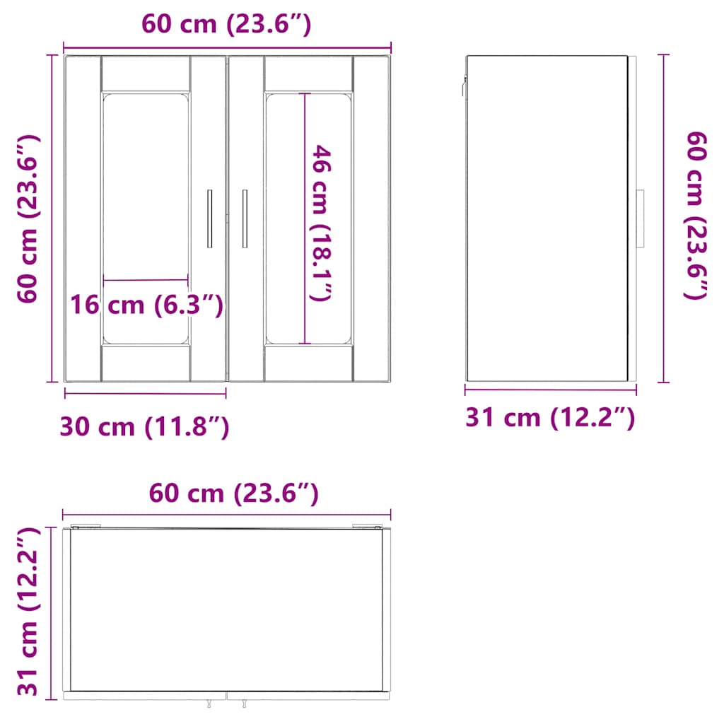 Küchen-Hängeschrank mit Glastür Porto Räuchereiche