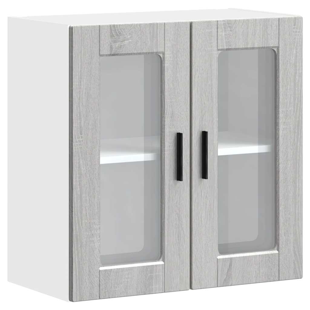 Küchen-Hängeschrank mit Glastür Porto Grau Sonoma