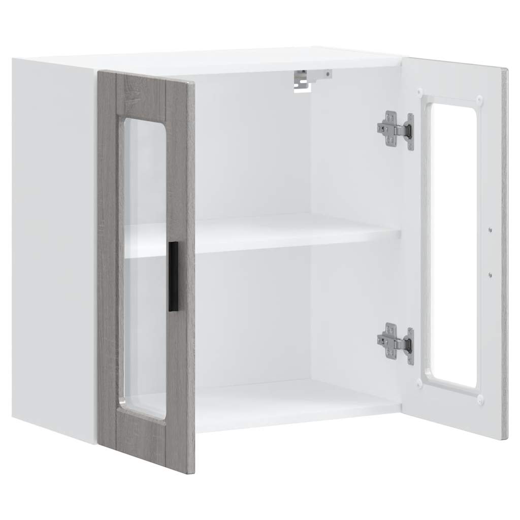 Küchen-Hängeschrank mit Glastür Porto Grau Sonoma