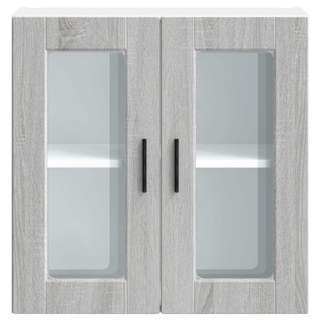 Küchen-Hängeschrank mit Glastür Porto Grau Sonoma