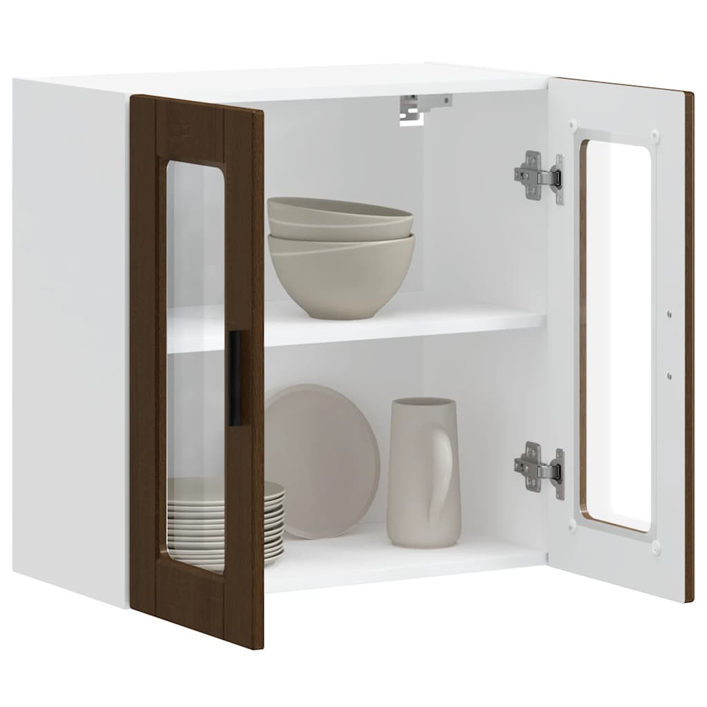 Küchen-Hängeschrank mit Glastür Porto Braun Eichen-Optik