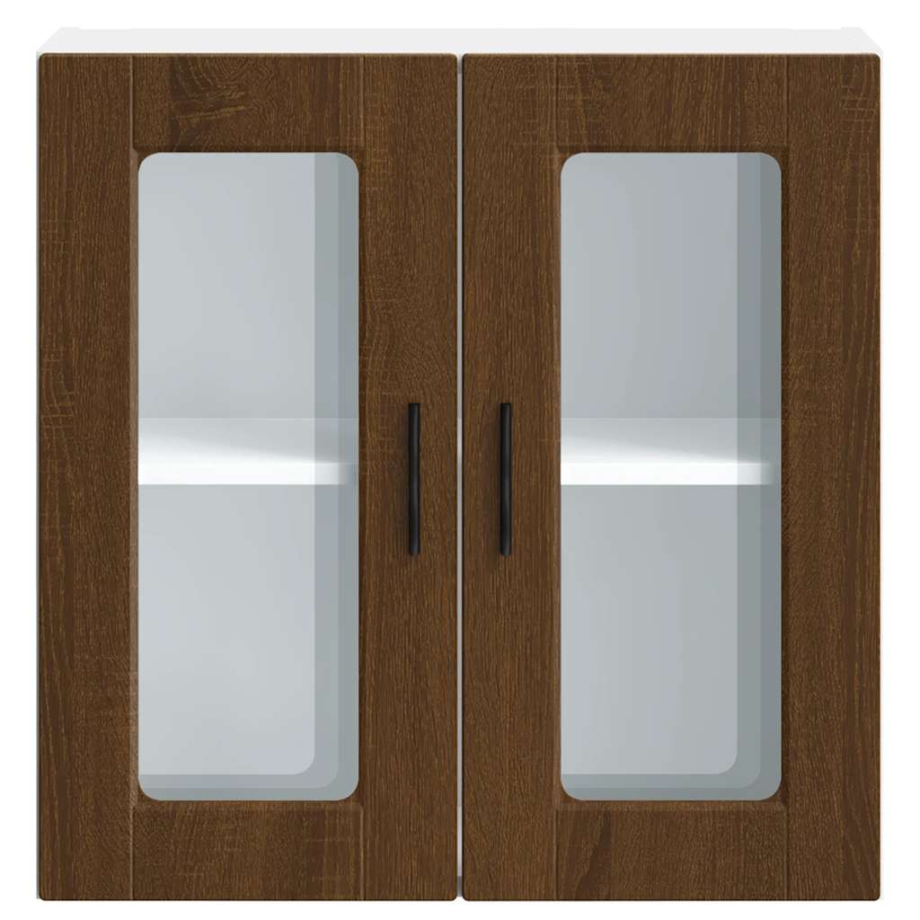 Küchen-Hängeschrank mit Glastür Porto Braun Eichen-Optik