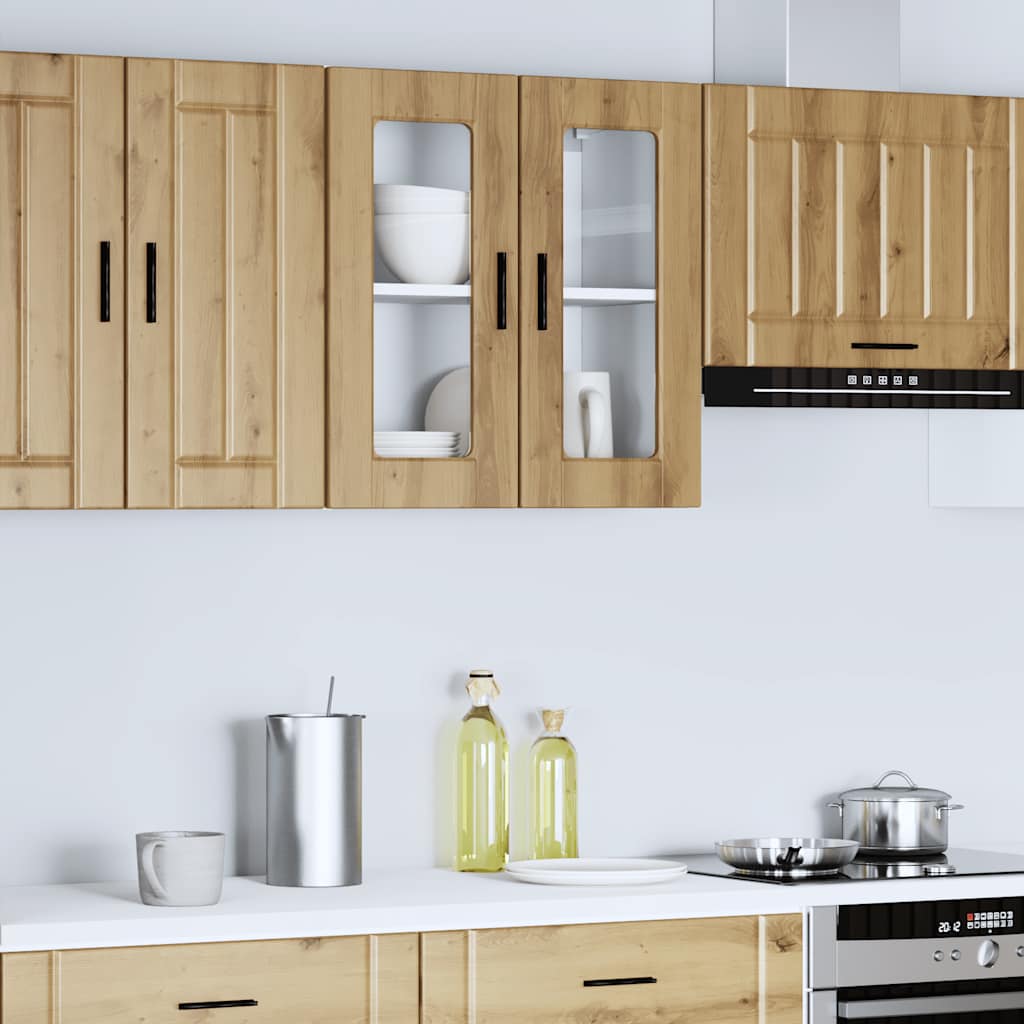 Küchen-Hängeschrank mit Glastür Porto Artisan-Eiche