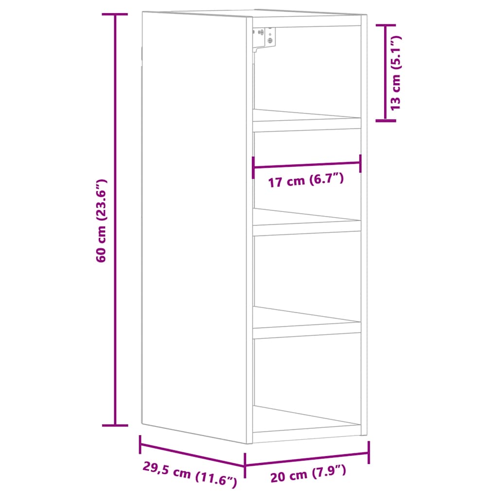 Hängeschrank Sonoma-Eiche 20x29,5x60 cm Holzwerkstoff