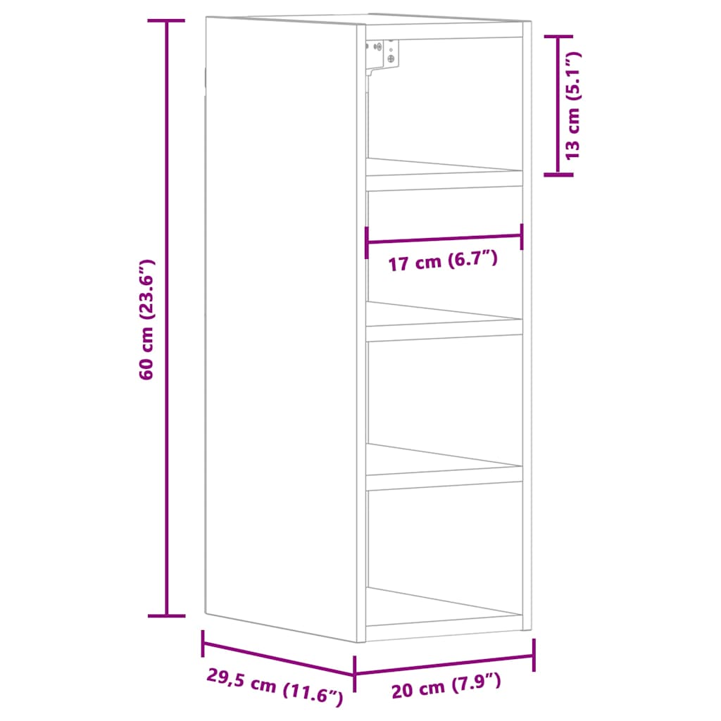 Hängeschrank Riga Räuchereiche 20x29,5x60 cm Holzwerkstoff