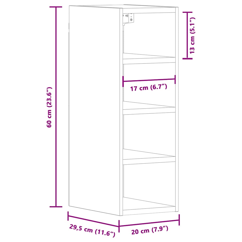 Hängeschrank Riga Grau Sonoma 20x29,5x60 cm Holzwerkstoff