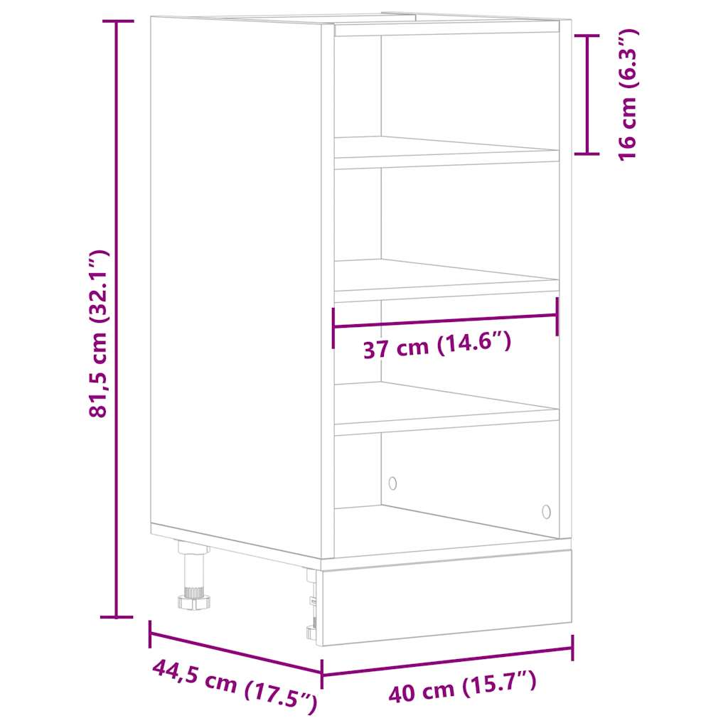 Unterschrank Riga Braun Eichen-Optik 40x44,5x81,5 cm Holzwerkstoff