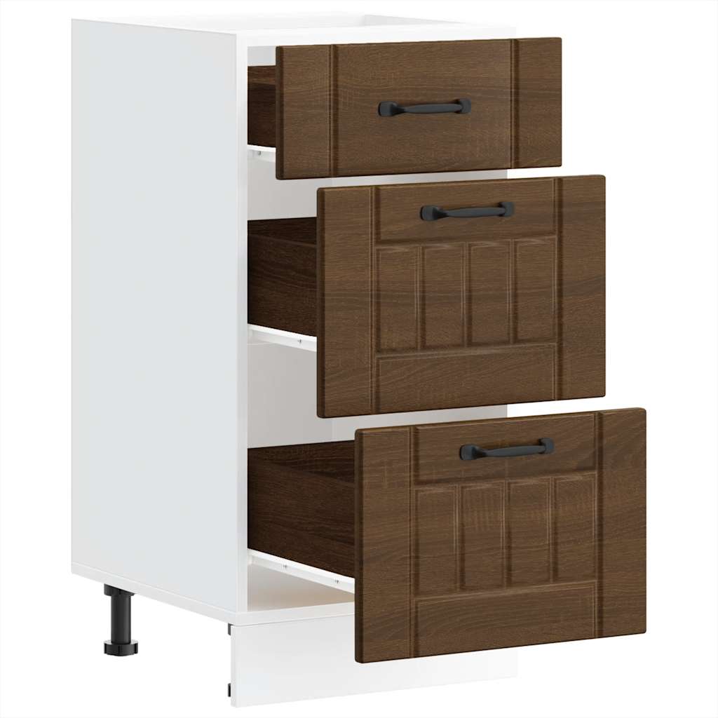 Küchen-Unterschrank Lucca Braun Eichen-Optik Holzwerkstoff