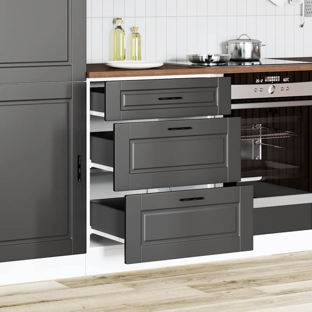 Küchenunterschrank „Porto“ Schwarz Holzwerkstoff