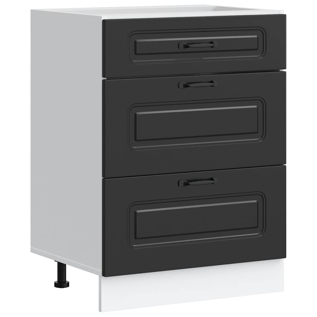 Küchenunterschrank „Kalmar“ Schwarz Holzwerkstoff