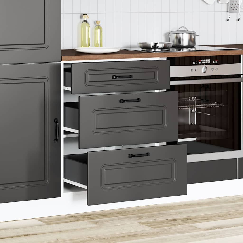 Küchenunterschrank „Kalmar“ Schwarz Holzwerkstoff