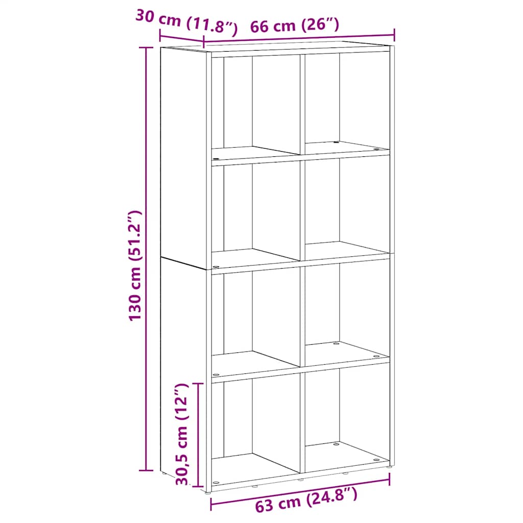 Bücherregal Artisan-Eiche 66x30x130 cm Holzwerkstoff
