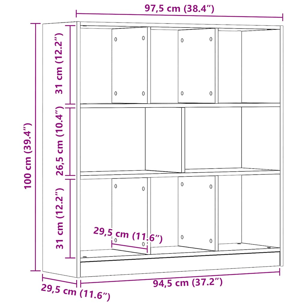 Bücherregal Artisan-Eiche 97,5x29,5x100 cm Holzwerkstoff