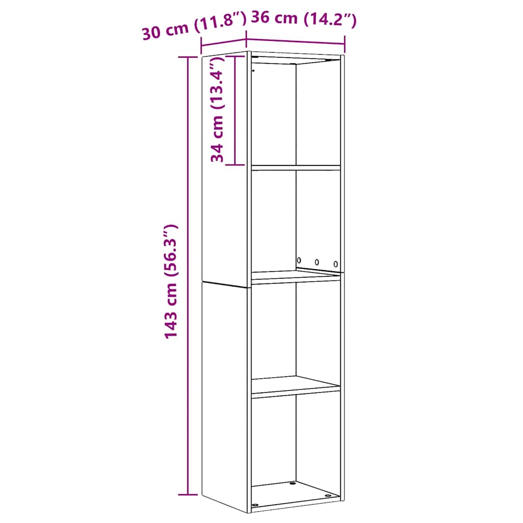 Bücherregal/TV-Schrank Artisan-Eiche 36x30x143 cm Holzwerkstoff