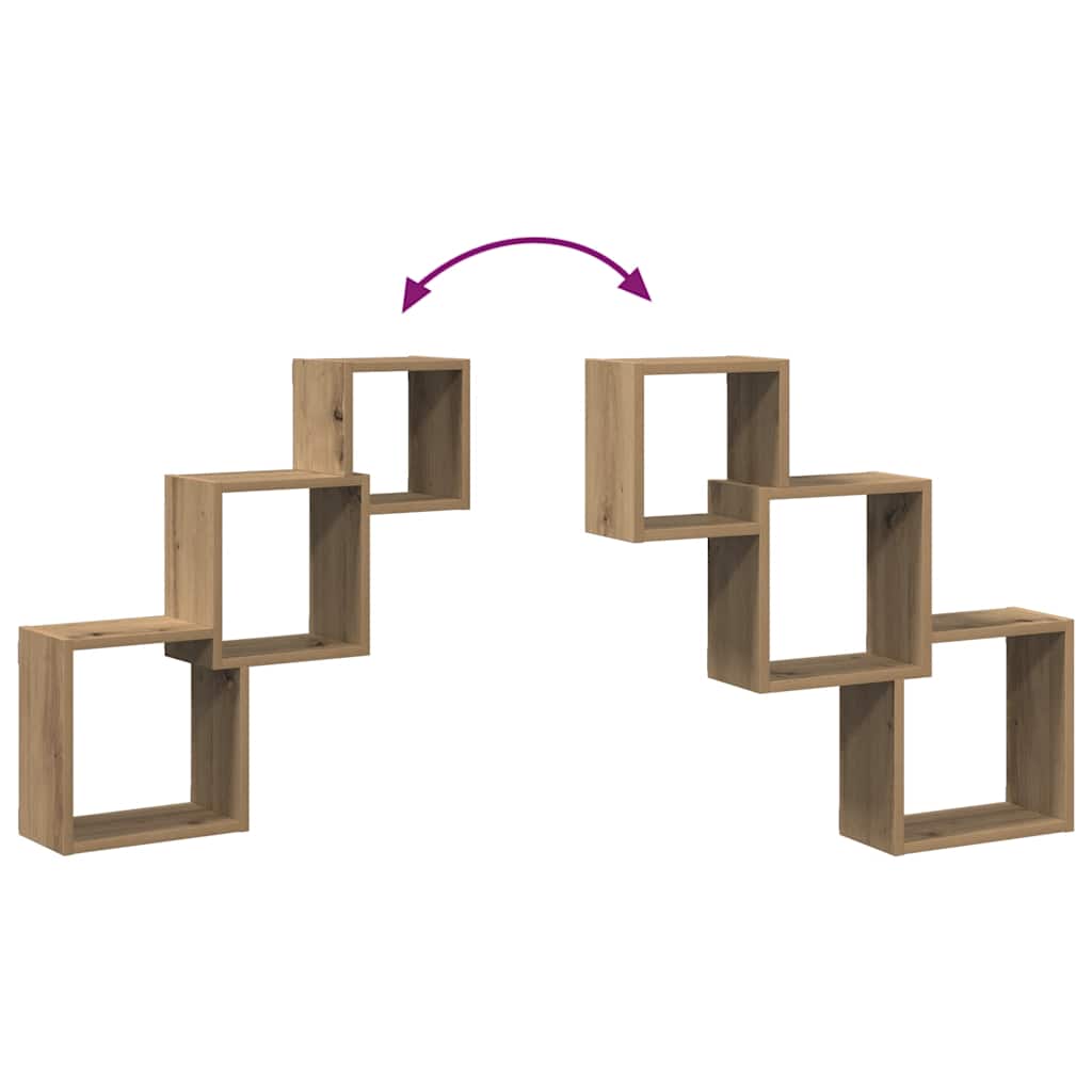 Wandregale Artisan-Eiche 68x15x68 cm Holzwerkstoff