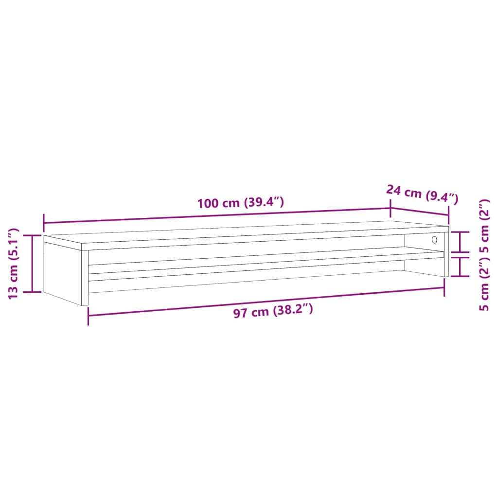 Monitorständer Altholz-Optik 100x24x13 cm Holzwerkstoff