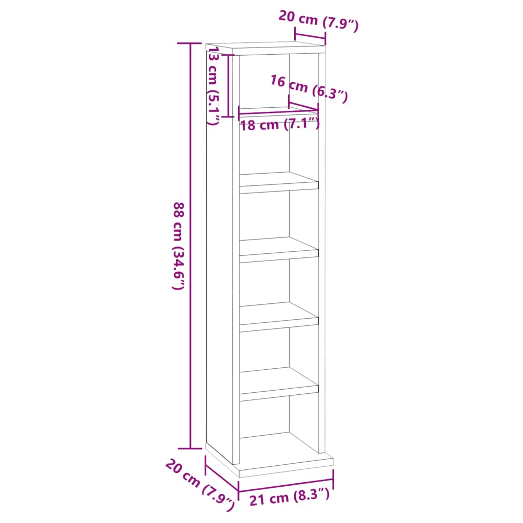 CD-Regal Altholz-Optik 21x20x88 cm Holzwerkstoff