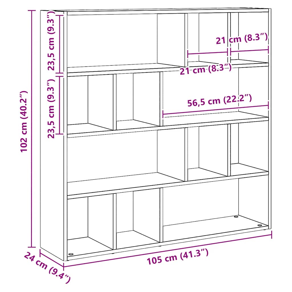 Bücherregal/Raumteiler Artisan-Eiche 105x24x102 cm