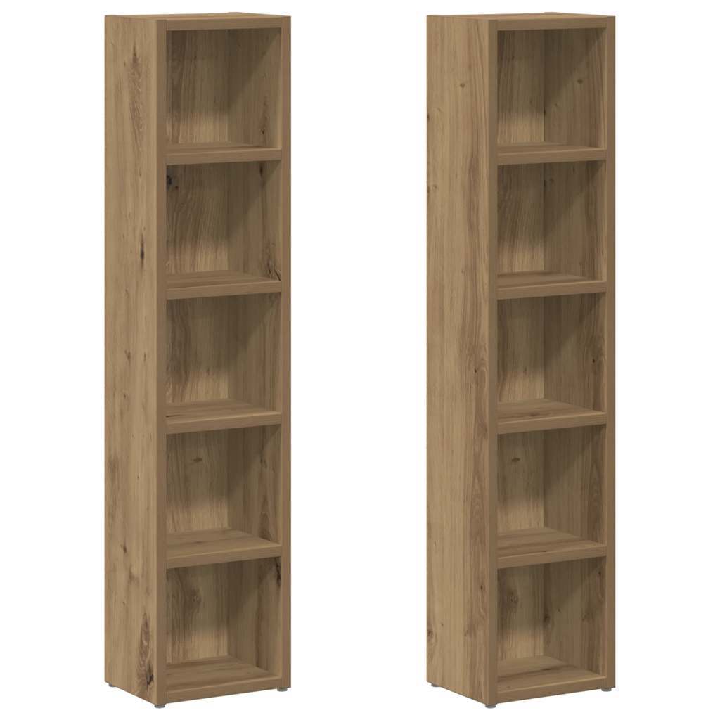 CD-Regale 2 Stk. Artisan-Eiche 21x16x93,5 cm Holzwerkstoff