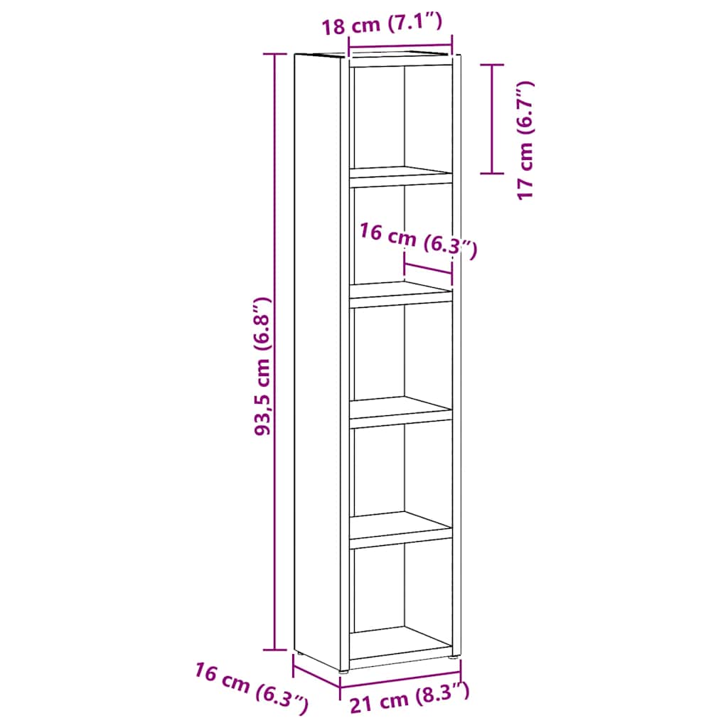 CD-Regale 2 Stk. Artisan-Eiche 21x16x93,5 cm Holzwerkstoff